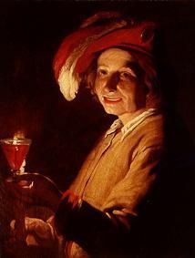Junger Mann mit Weinglas und Kerze from Matthias Stomer