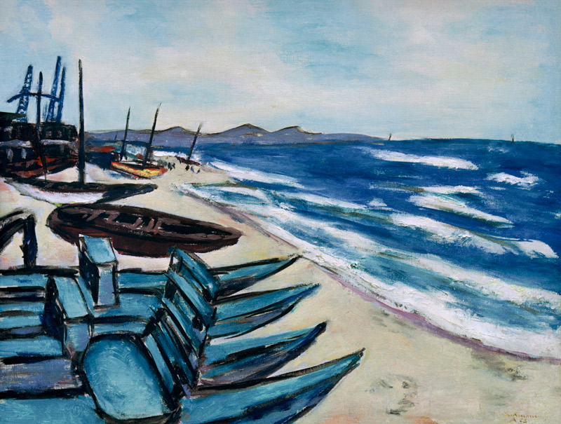 Strand mit Booten an der Riviera from Max Beckmann