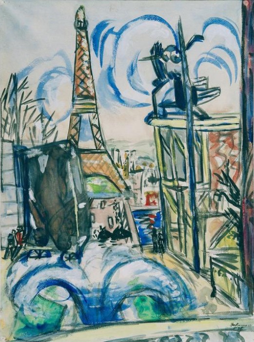 Blick auf das im Bau befindliche Weltausstellungsgelände mit dem Eiffelturm from Max Beckmann