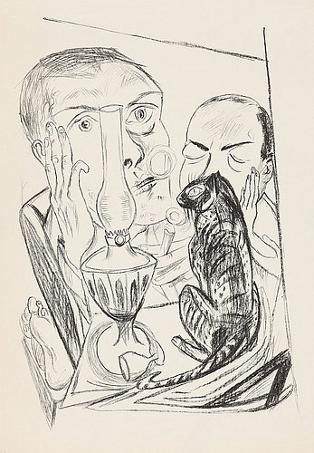 Selbstbildnis mit Katze und Lampe. 1920 (H. 162 A) from Max Beckmann