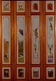 Türflügelpaare der Villa Albers. Li: Flora. Re: Raub des Ganymed