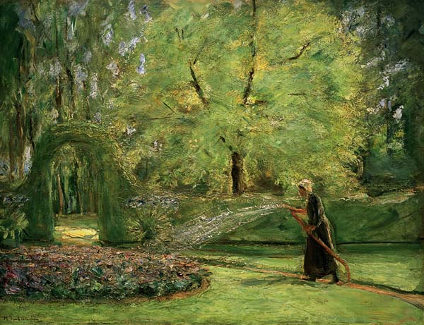 Das Rondell im Heckengarten mit Blumensprengerin from Max Liebermann