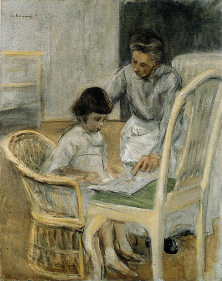Die Enkelin des Künstlers mit ihrem Kindermädchen from Max Liebermann