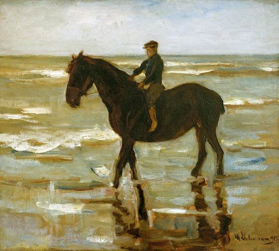 Reitender Junge am Strand - dickes Pferd from Max Liebermann