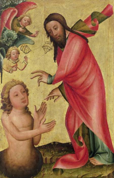 The Creation of Adam, detail from the Grabow Altarpiece from Meister Bertram