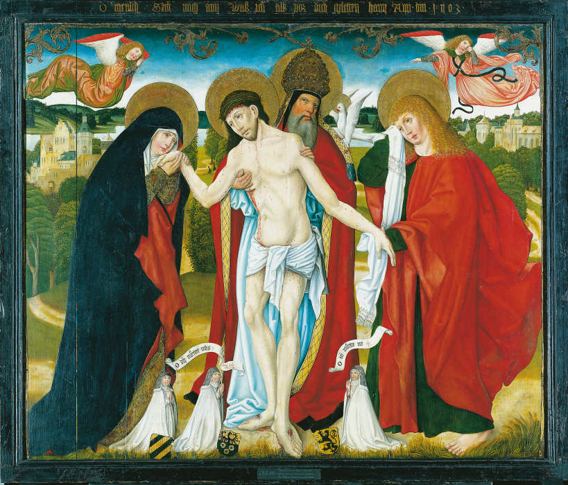 Hl. Dreifaltigkeit mit Maria und Johannes from Meister des Wendelin-Altares