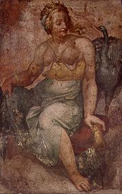 Juno mit dem Pfau. Freskofragment. from Meister (Italienischer)