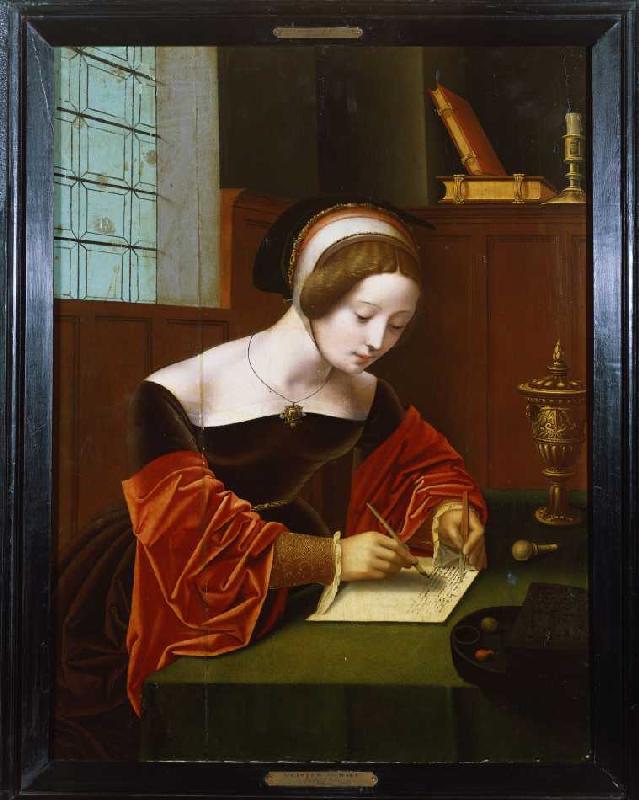 Maria Magdalena, einen Brief schreibend. from Meister der weibl. Halbfiguren