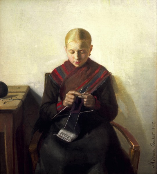 Junges Mädchen beim Stricken from Michael Peter Ancher