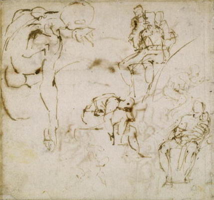 Study of Figures, c.1511 (pen & ink on paper) from Michelangelo (Buonarroti)