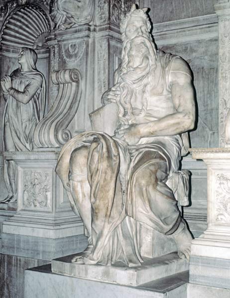 Moses, sculpture from the tomb of Pope Julius II (1453-1513) 1513-16 (marble)  from Michelangelo (Buonarroti)
