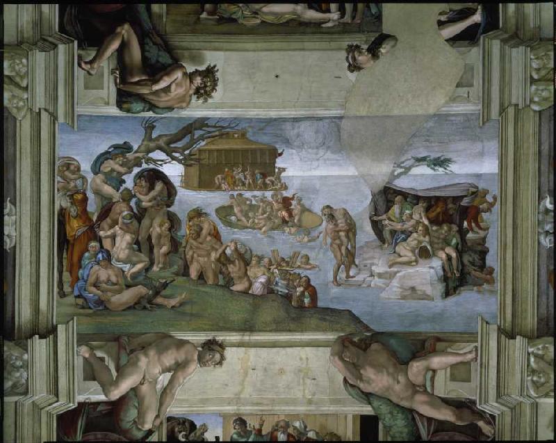 Deckengemälde in der Sixtinischen Kapelle Rom: Die Sintflut. from Michelangelo (Buonarroti)