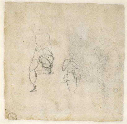 Figure Studies, c.1511 (black chalk on paper) from Michelangelo (Buonarroti)