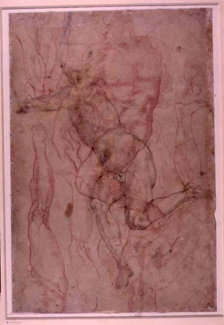 Figure Study, red chalk from Michelangelo (Buonarroti)