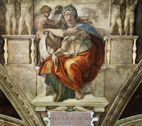 Delphische Sibylle (Ausschnitt Sixtinische Kapelle) from Michelangelo (Buonarroti)