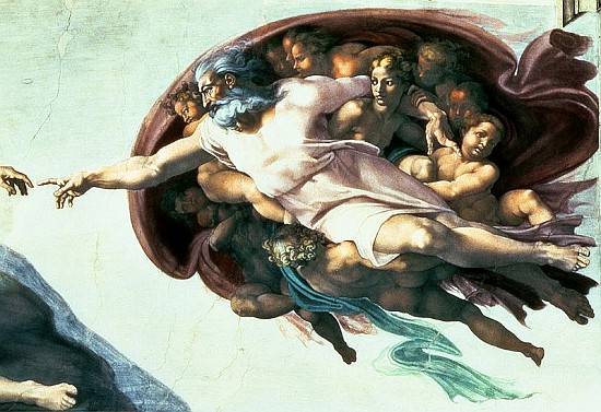 Sistine Chapel Ceiling: Creation of Adam, 1510 (detail of 77430) from Michelangelo (Buonarroti)