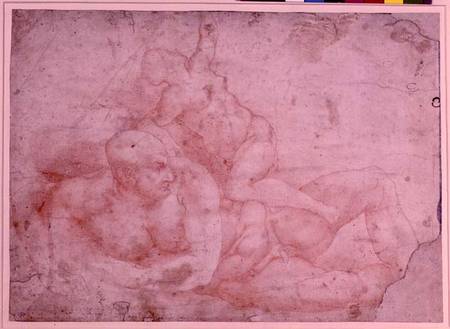 Study of a Male and Female Nude (red chalk) from Michelangelo (Buonarroti)
