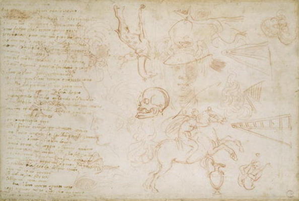 Study of heads and animals, c.1525 (red chalk & pen on paper) from Michelangelo (Buonarroti)