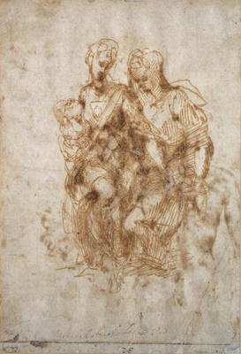 Study of St. Anne, after Leonardo Da Vinci's 'Anne', c.1502 (pen & ink on paper) from Michelangelo (Buonarroti)