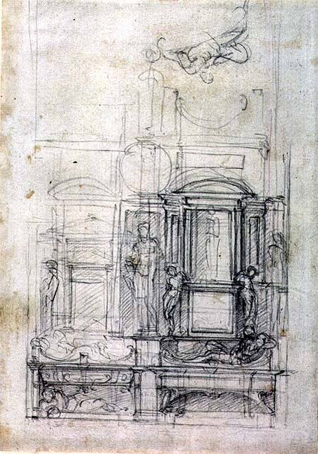 W.26r Design for the Medici Chapel in the church of San Lorenzo, Florence from Michelangelo (Buonarroti)