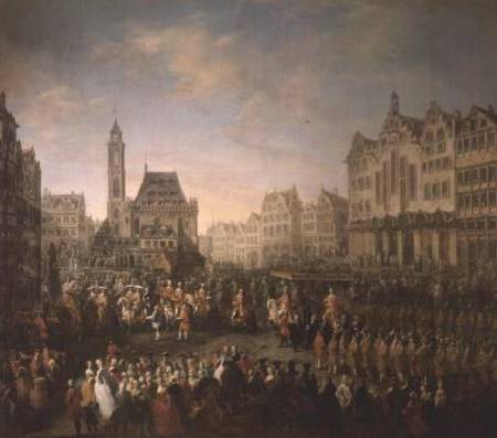 The coronation procession of Joseph II (1741-90), in Romerberg from Mytens (Schule)