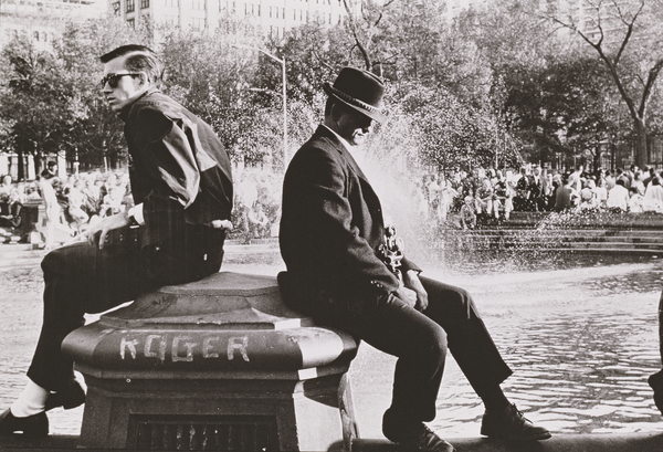 Two Men Sitting Back to Back Near Washington Square Park Fountain, Untitled 9 from Nat Herz