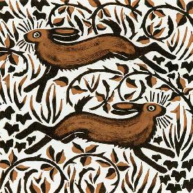 Bramble Hares, 2001 (woodcut) 