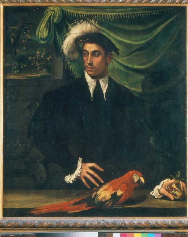 Mann mit Papagei. from Nicoló dell'Abate