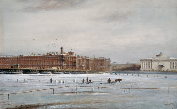 Ansicht des Winterpalastes über die vereiste Newa hinweg (St. Petersburg) from Nikolai Konstantinov. Bool