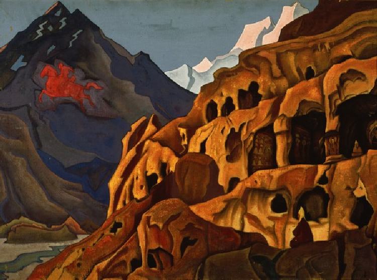 Die Kraft der Höhlen. Aus der Maitreya-Serie from Nikolai Konstantinow. Roerich