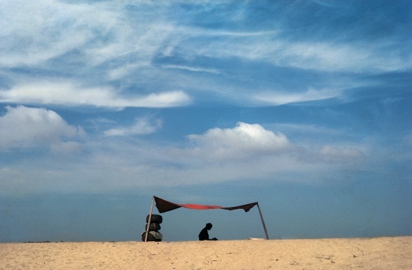 A lone fisherwomen waiting for her husband to return from sea at Gopalpur (photo)  from 