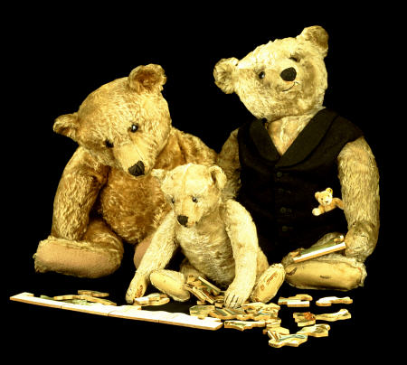 A Selection Of Steiff Teddy Bears Doing A Jigsaw Puzzle from 