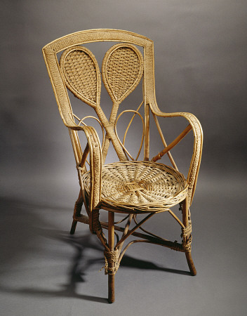 A Wicker Chair, Circa 1900, The Back Modelled As A Pair Of Crossed Lawn Tennis Rackets from 