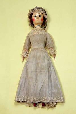 Doll, wooden, turned and carved with gesso face English, late 18th-19th century from 