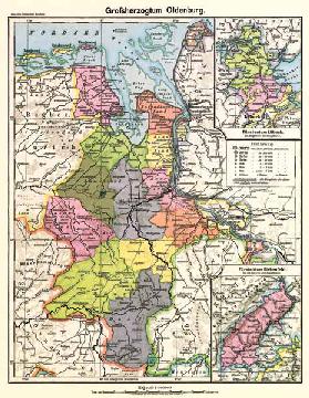 Großherzogtum Oldenburg ,  Landkarte 1902