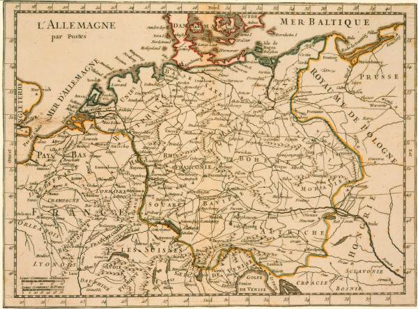 Karte der Postwege durch Dtl., um 1750 from 