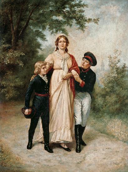 Luise v.Pr.mit zwei Soehnen im Park 1805
