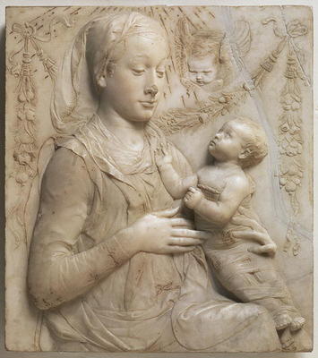 Madonna and Child, bas relief by Antonio Rossellino (1427-79) (marble) from 