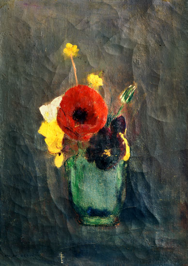 Blumenstrauss mit Mohnblumen in einer grünen Vase from Odilon Redon