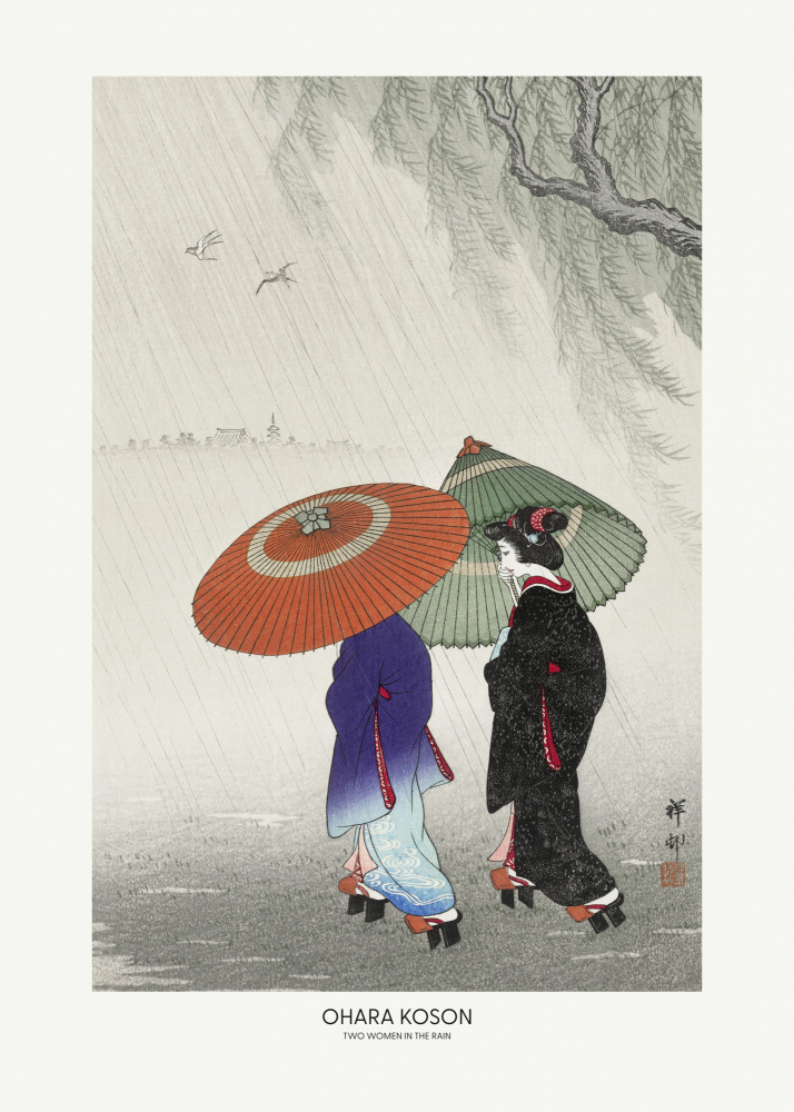 Zwei Frauen im Regen from Ohara Shôson