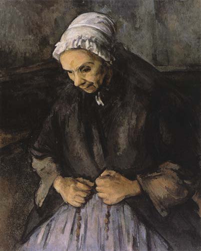Alte Frau mit Rosenkranz. from Paul Cézanne