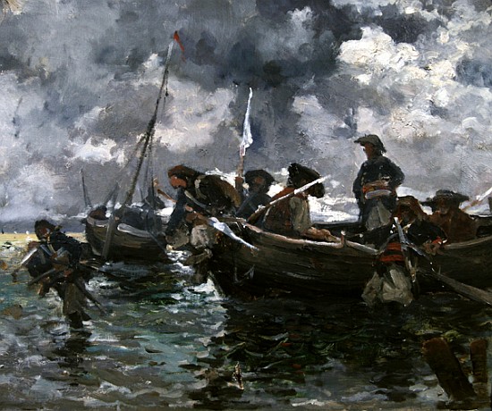 War scene at sea from Paul Emile Boutigny