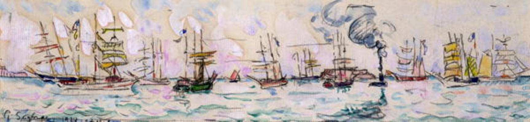 The Departure of the Fishing Trawlers to Newfoundland, 1928 (w/c on paper) from Paul Signac