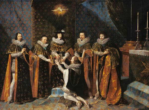 Louis XIII (1601-43) Receiving Henri d'Orleans (1595-1663) Duc de Longueville, into the Order of the from Philippe de Champaigne