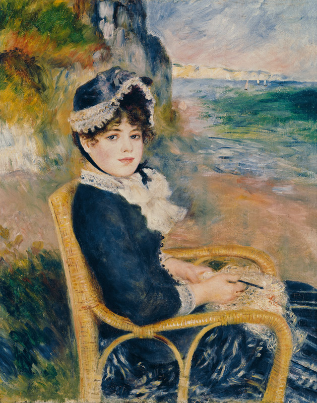 Häkelnde Frau am Ufer des Meeres. from Pierre-Auguste Renoir