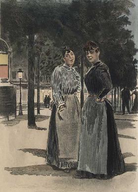 Zwei gewöhnliche Frauen auf dem Boulevard, Illustration aus La Femme a Paris von Octave Uzanne (1851