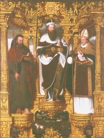 Die Heiligen Bravo, Jakobus und Willibrord from Pieter Claeissens d. J.