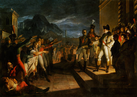 Sächsische Bürger huldigen Napoleon nach der Schlacht von Jena. Datiert from Pietro Benvenuti