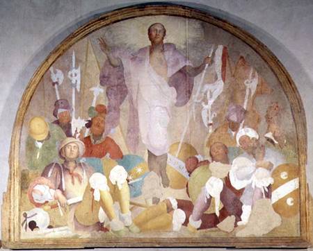 The Resurrection, lunette from the fresco cycle of the Passion from Pontormo,Jacopo Carucci da