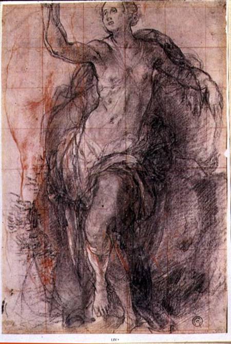 Study of a female figure with loose drapery from Pontormo,Jacopo Carucci da